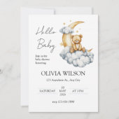 Süße Träume Teddybär auf dem Mond Einladung (Vorderseite)