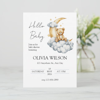 Süße Träume Teddybär auf dem Mond Einladung