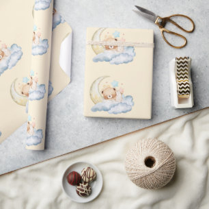 Süße Träume Teddybär Junge Baby Shower Geschenkpapier