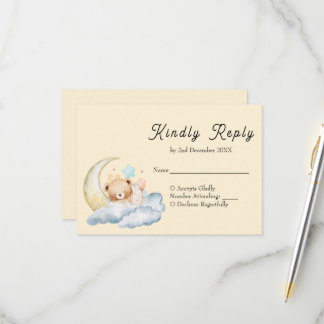 Süße Träume Teddybär Junge Baby Shower RSVP Karte