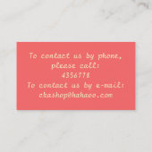 süße Träume Visitenkarte (Rückseite)