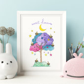 Süße Träume Wasserfarben Schlafende Vögel Poster