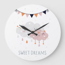 Süße Träume Wolken Große Wanduhr
