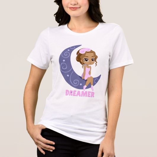 Süße Träumerische Mond Mädchen Träumerin Ästhetik Tri-Blend Shirt (Vorderseite)