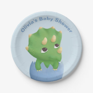 Süße Triceratops-Baby-Shower-Party-Teller Pappteller