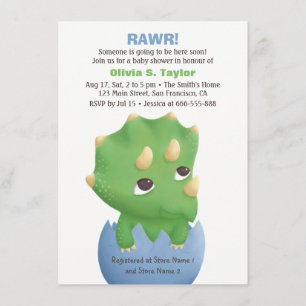 Süße Triceratops-Dinosaurier-Baby-Shower-Einladung Einladung