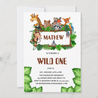 Süße tropische Dschungel-Safari Wild One 1. Einladung