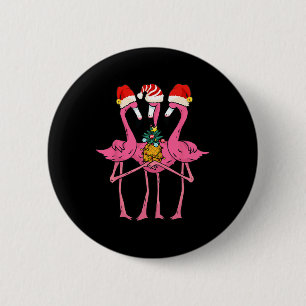 Süße tropische Flamingos und Ananas-Weihnachten in Button