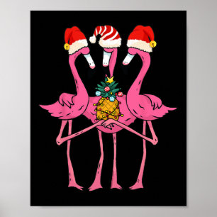 Süße tropische Flamingos und Ananas-Weihnachten in Poster