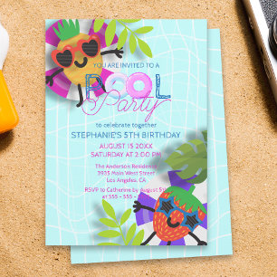 Süße tropische Früchte-Poolparty Kindergeburtstag Einladung