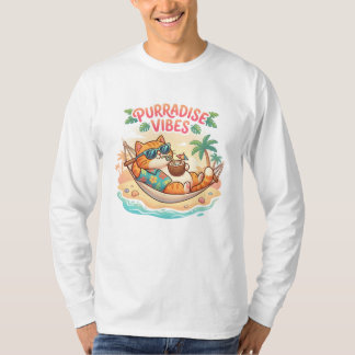 Süße tropische Katzenhängematte “Purradise Vibes” T-Shirt