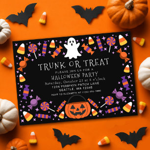 Süße Trunk-or-Treat-Süßigkeiten-Kinder-Halloween-P Einladung