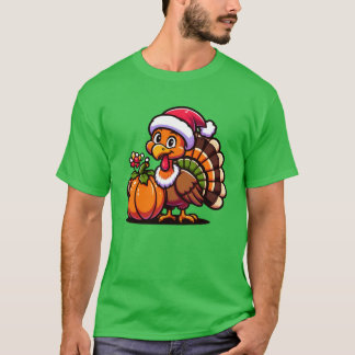 Süße Truthahnpose mit Kürbis Herbsternte Ani T-Shirt