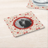 Süße Tulpen-Hochzeit auf Budget-Getränkeuntersetze Rechteckiger Pappuntersetzer (angewinkelt)