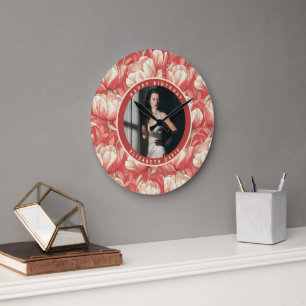 Süße Tulpen-Themen-Geburtstagsfeier für Mädchen Große Wanduhr