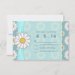 Süße Türkis- und Weiße Gänseblümchen Blumen-RSVP RSVP Karte
