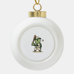 Süße Turtle Baseball-Schläger Vintage Vektor Kunst Keramik Kugel-Ornament