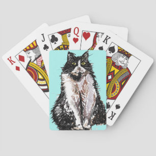 Süße Tuxedo-Katze Aquarell Spielkarten Set