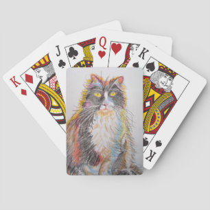 Süße Tuxedo-Katze Bleistiftzeichnung Spielkartense Spielkarten