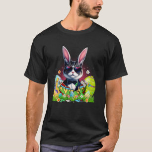 Süße Tuxedo-Katze & Hasenohren in Osterei Ostern T-Shirt