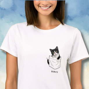 Süße Tuxedo-Katze in Tasche personalisierter Name T-Shirt