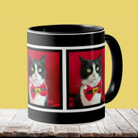 Süße Tuxedo-Katze Weihnachts-Tasse