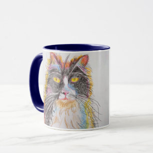Süße Tuxedo-Katze Zeichnung Kunst Katzen Tasse