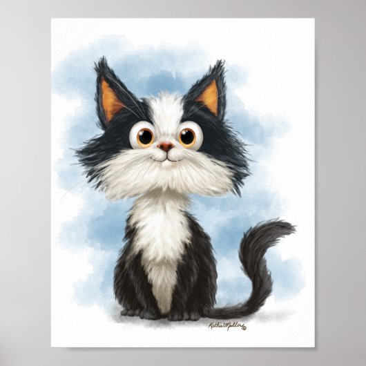 Süße Tuxedo-Katzen-Cartoon Poster (Vorne)