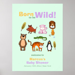 Süße Typografie Wilde Safari-Baby-Party Begrüßung Poster