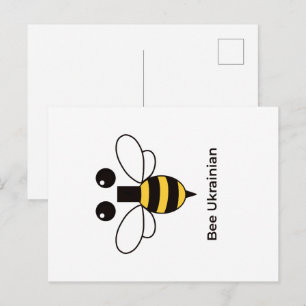 Süße ukrainische minimalistische Bienen-Postkarte Postkarte