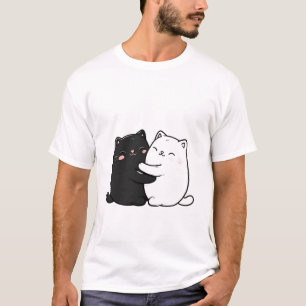 Süße umarmende Katzen Herren T-Shirt Lustiges Li