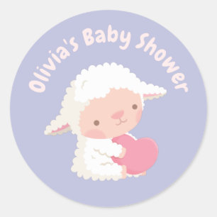 Süße Umarmung Herz Lamm Baby Shower Dekoration Runder Aufkleber