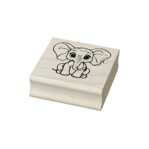 Süße Umrisse eines Baby-Elefanten Gummistempel