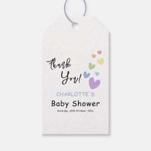 Süße und bunte Herzen Baby Shower Geschenkanhänger