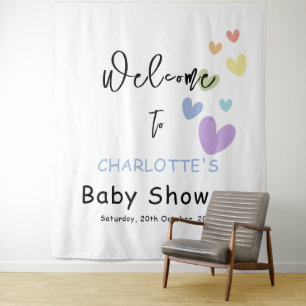 Süße und bunte Herzen Baby Shower Hintergrund Wandteppich
