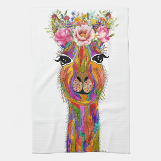 Süße und bunte Llama-Blumen-Küchenhandtuch Geschirrtuch
