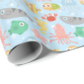 Süße und bunte Unterwassertiere Muster Geschenkpapier (Rolleneckpunkt)