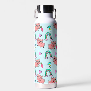 Süße und eigenartige Schweine und Regenbogen Muste Trinkflasche