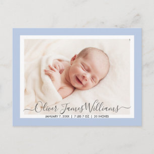 Süße und elegante Geburtsanzeige Foto-Postkarte Ankündigungspostkarte