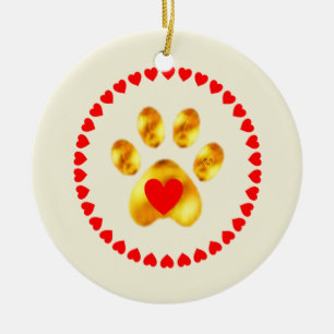 Süße und elegante goldene Pfote Keramikornament
