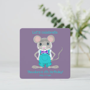 Süße und elegante kleine Maus individuelle Geburts Einladung