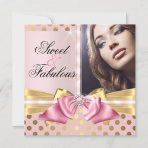 Süße und Fabelhafte Rosa Goldene Polka Punkte Gebu Einladung