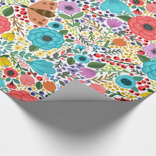 Süße und farbenfrohe Blumenditsy | Schleifpapier Geschenkpapier (Ecke)