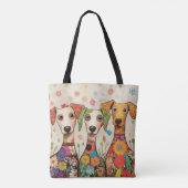 Süße und farbenfrohe Welpen Design Tasche (Rückseite)