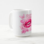 Süße und freche rosa Coquette-Tasse Kaffeetasse (Vorderseite Links)