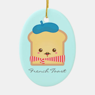 Süße und glückliche französische Toastscheibe Keramik Ornament