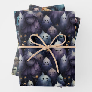 SÜSSE UND GRUSELIGE GEISTER GHOULS HALLOWEEN GESCHENKPAPIER SET