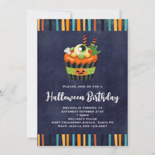 Süße und gruselige Halloween-Cupcake-Geburtstagsfe Einladung