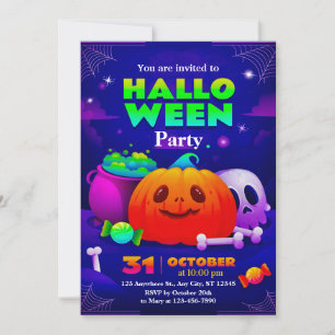 Süße und gruselige Halloween-Party-Einladung für K Einladung