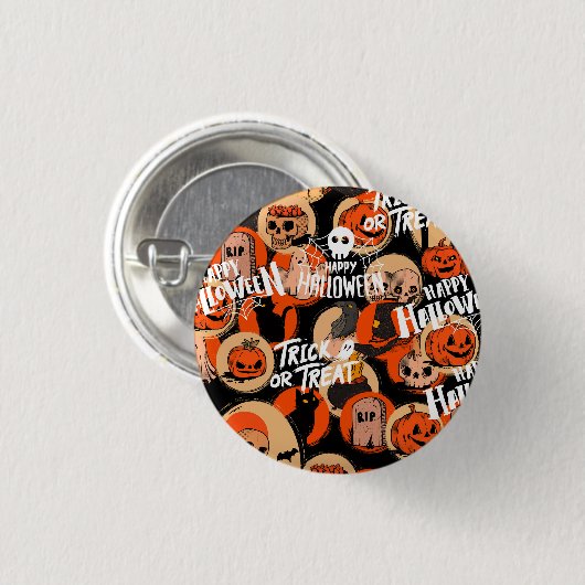 Süße und gruselige Halloween-Spooky-Vibes Button (Vorne & Hinten)